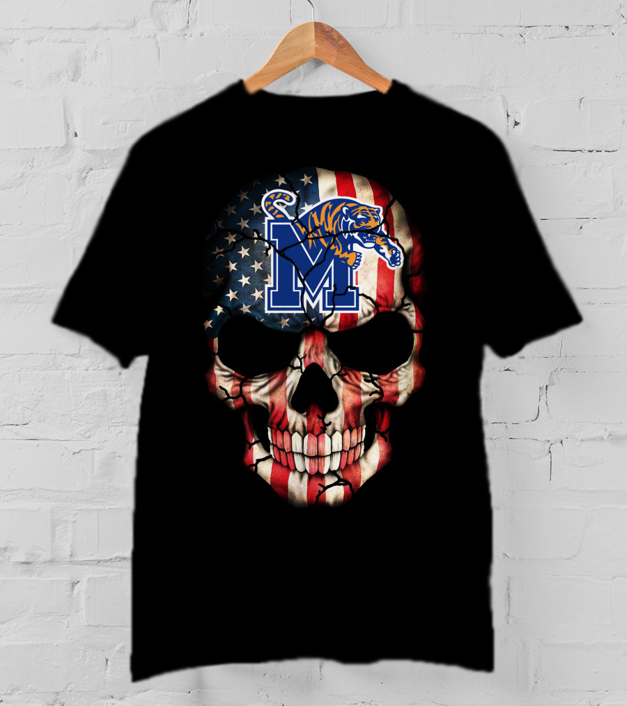 Memphis Tigers American Flag Skull T-Shirt