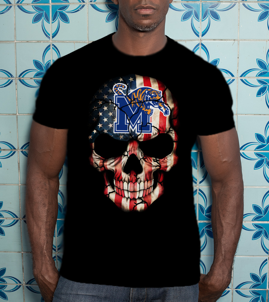 Memphis Tigers American Flag Skull T-Shirt