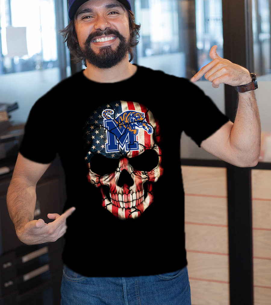 Memphis Tigers American Flag Skull T-Shirt