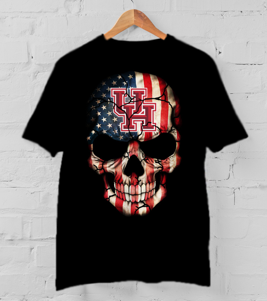 Uh Skull American Flag 86 Houston Cougars T-Shirt