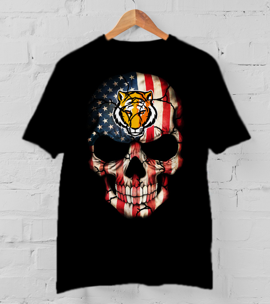 Depauw Tigers American Flag Skull T-Shirt