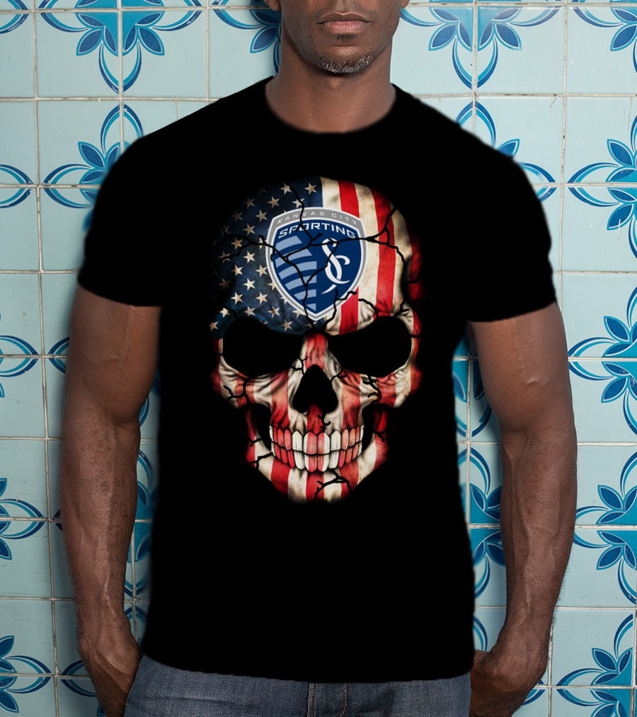 Sporting Kansas City American Flag Skull T-Shirt