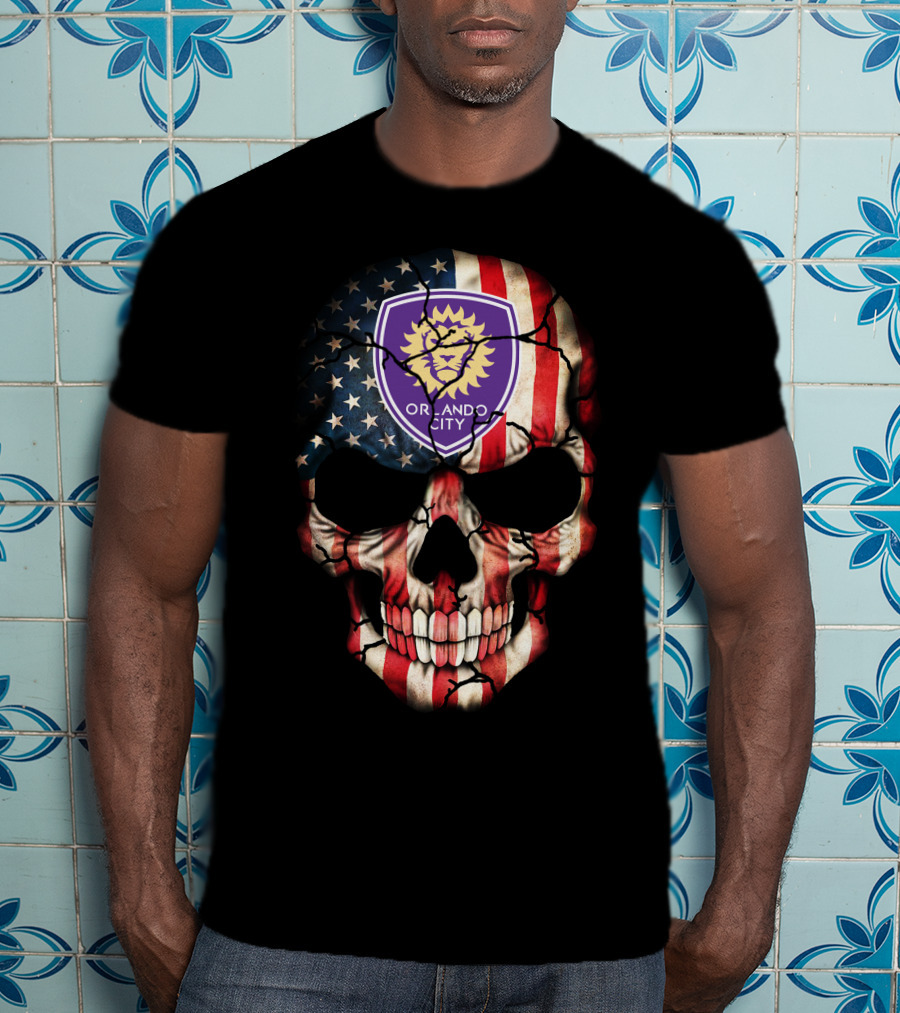Orlando City Sc American Flag Skull T-Shirt
