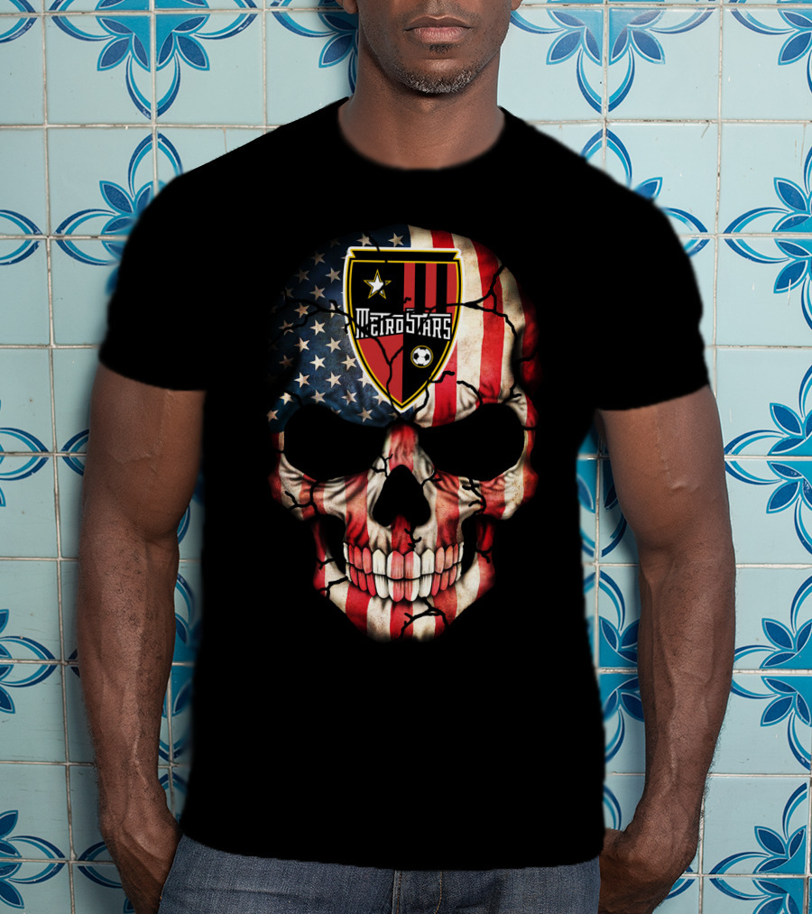 Metrostars American Flag Skull Soccer T-Shirt