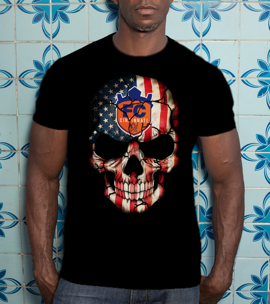 Fc Cincinnati American Flag Skull T-Shirt