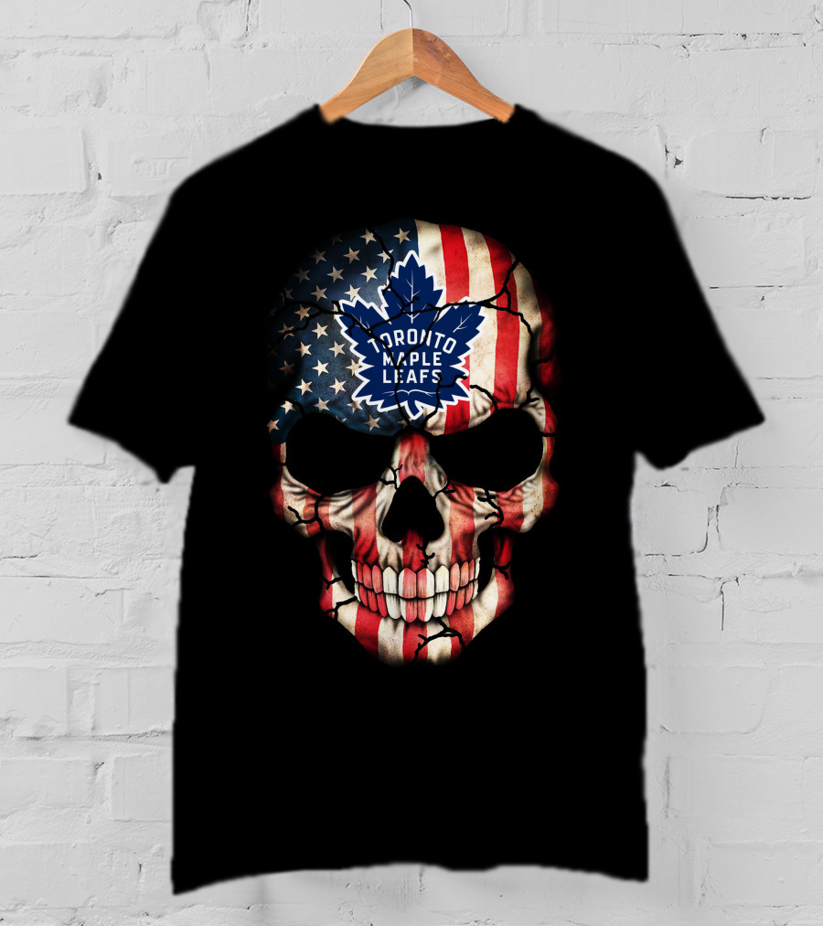 Toronto Maple Leafs American Flag Skull T-Shirt