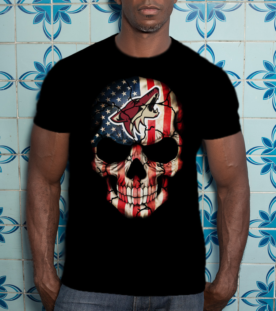Arizona Coyotes American Flag Skull T-Shirt
