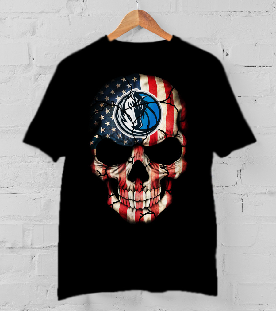 Dallas Mavericks American Flag Skull T-Shirt