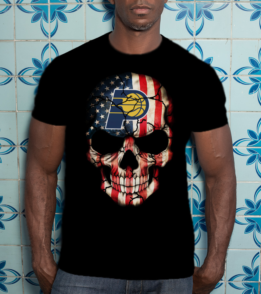 Indiana Pacers American Flag Skull T-Shirt