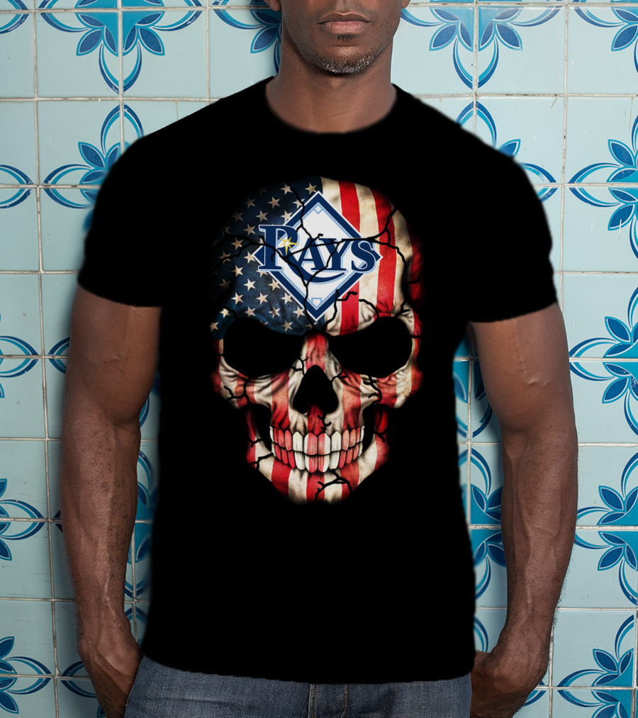 Tampa Bay Rays American Flag Skull Design 220 T-Shirt