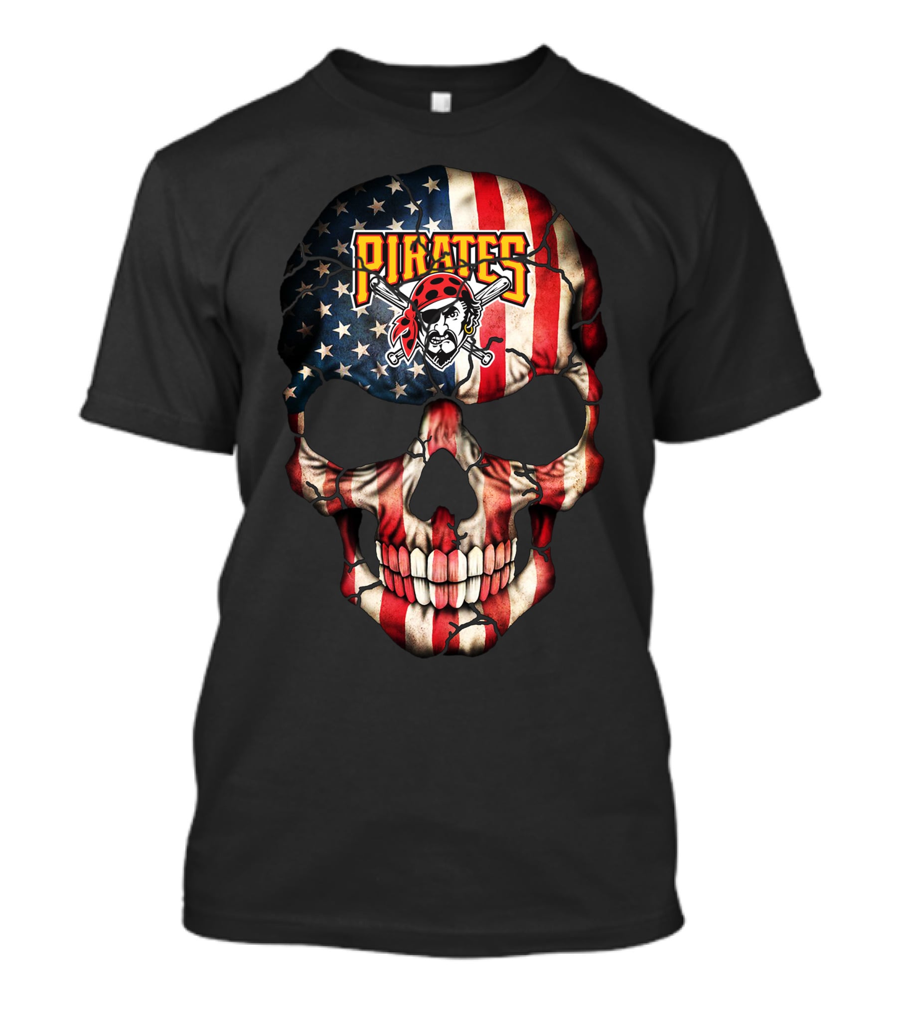 Pirates American Flag Skull 224 Pittsburgh Pirates T-Shirt