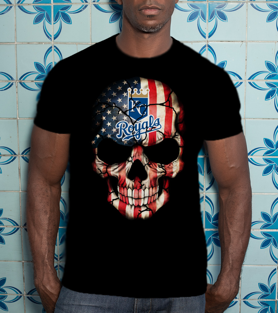Kansas City Royals American Flag Skull T-Shirt