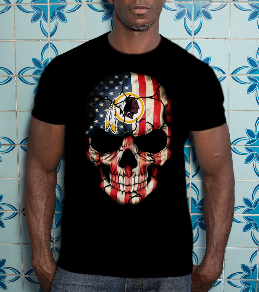 Usa Flag Skull Washington Redskins T-Shirt