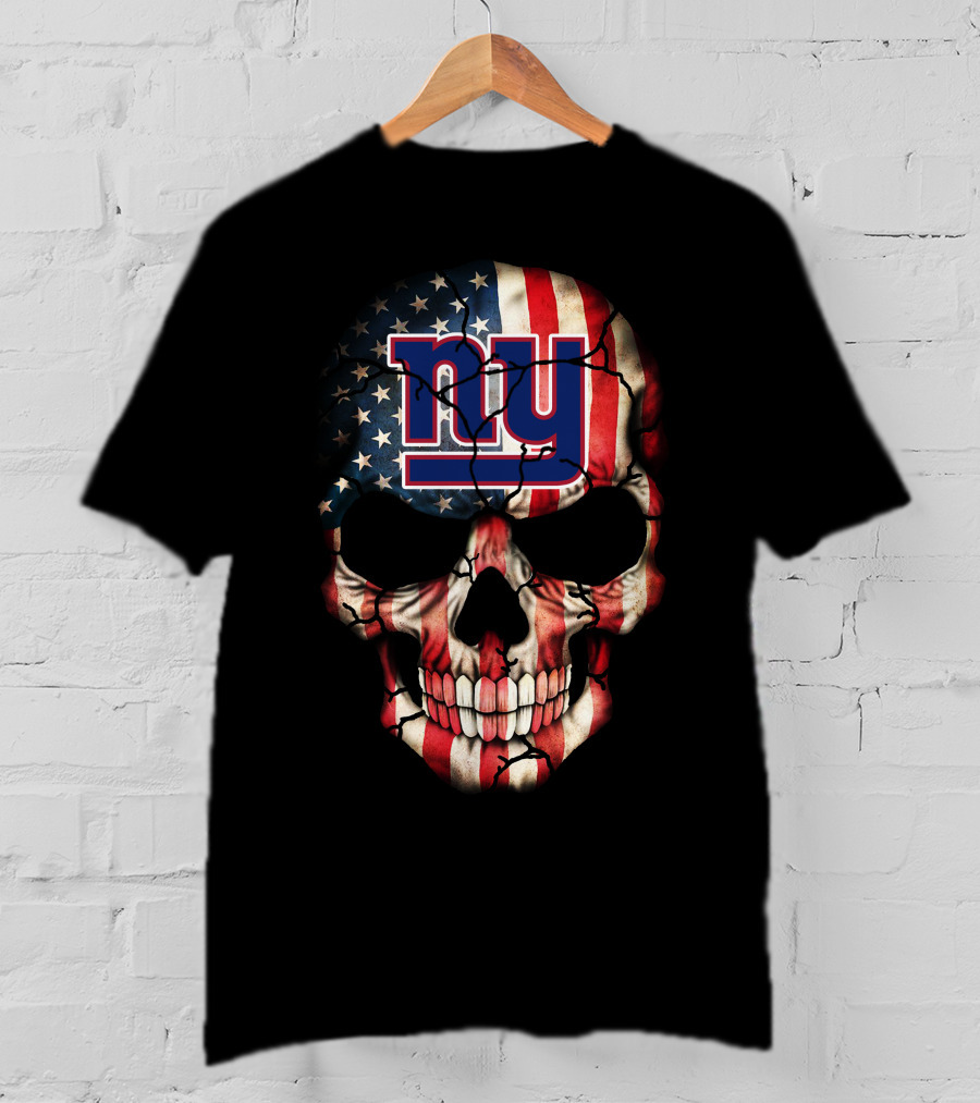 New York Giants American Flag Skull 250 T-Shirt