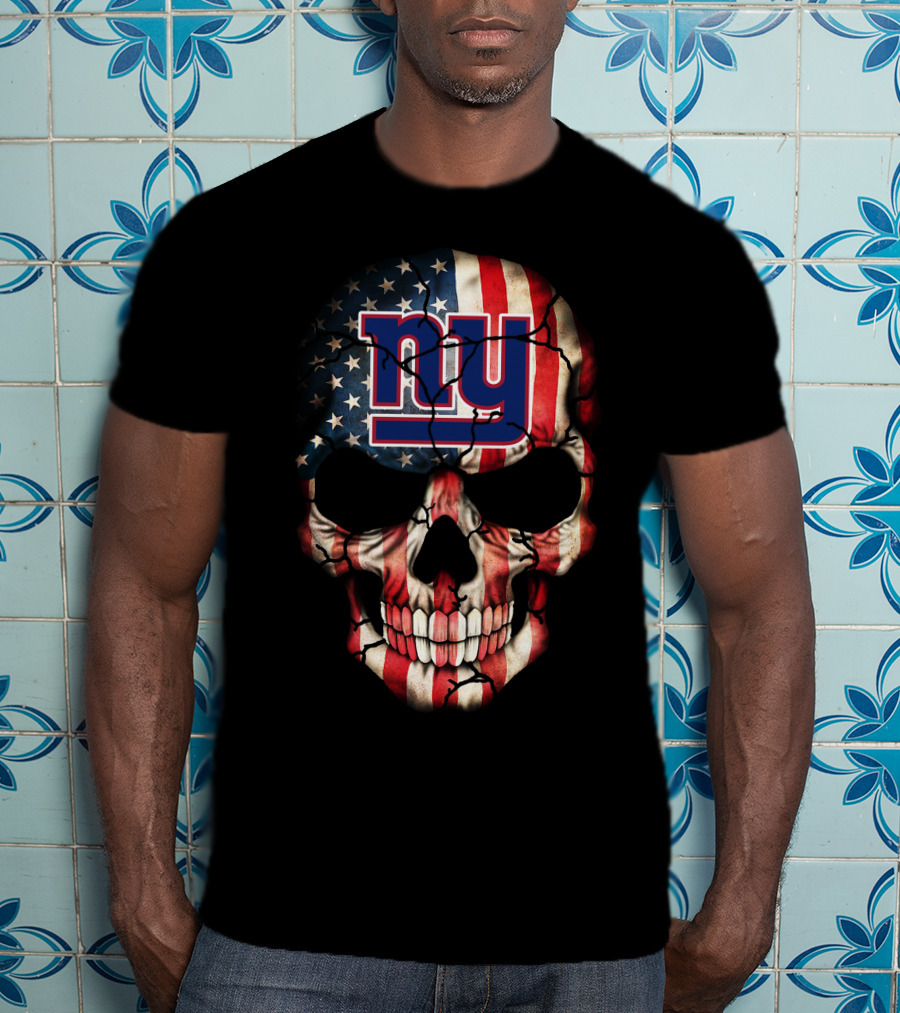 New York Giants American Flag Skull 250 T-Shirt