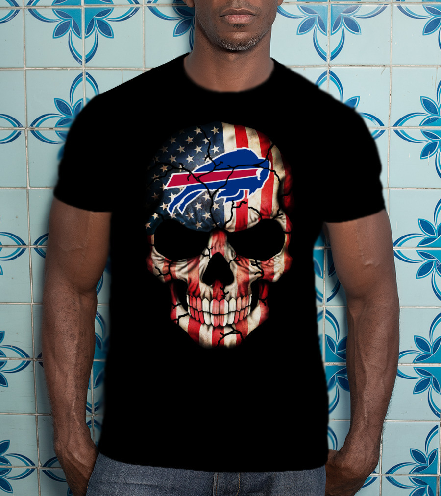 Buffalo Bills American Flag Skull 270 T-Shirt