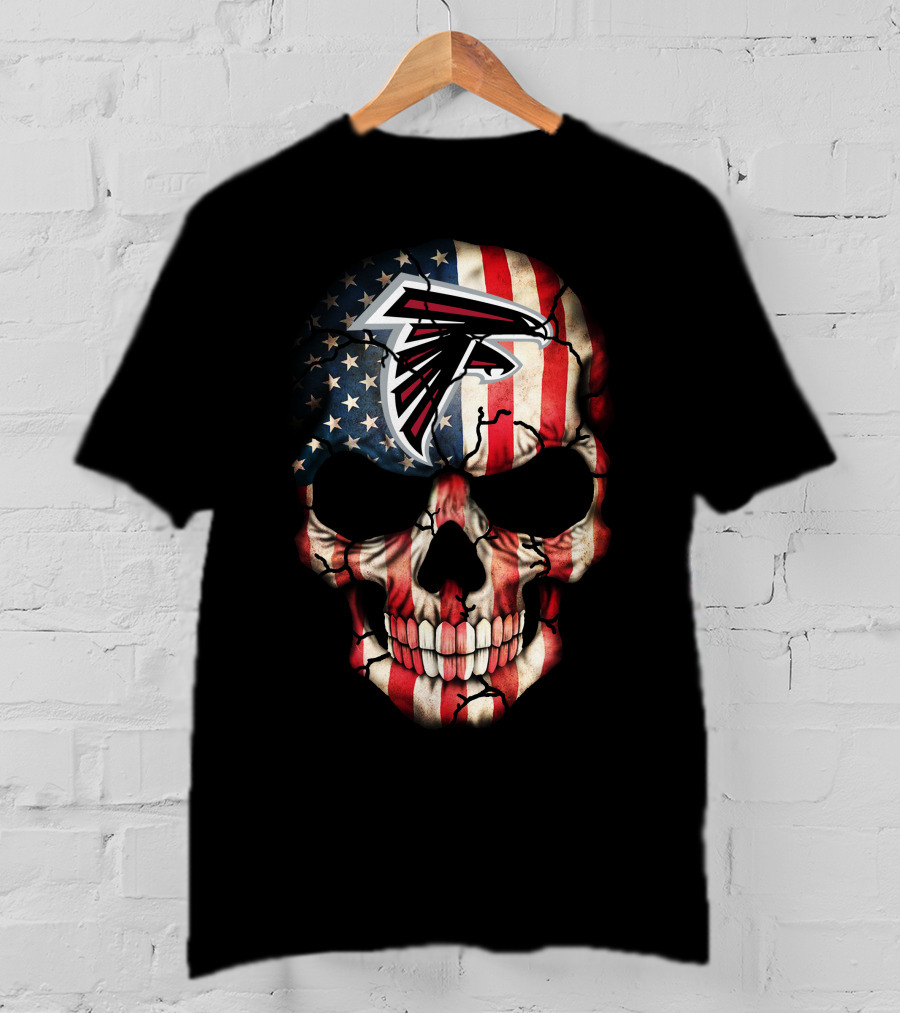 Atlanta Falcons Skull American Flag T-Shirt