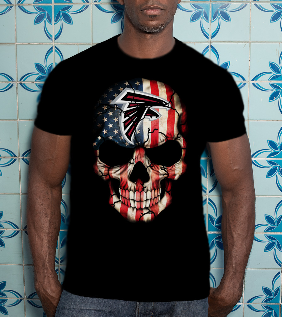 Atlanta Falcons Skull American Flag T-Shirt