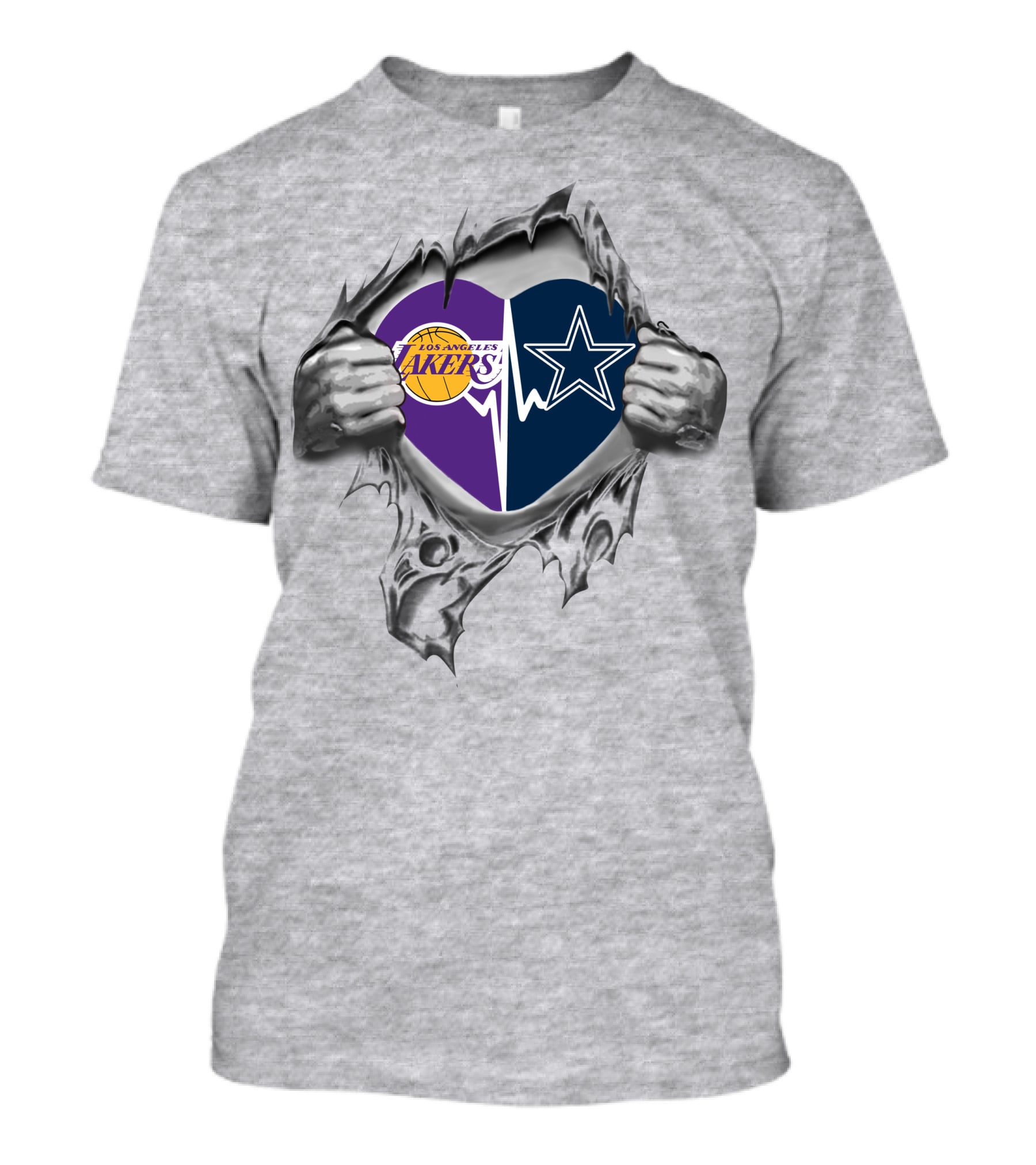 Los Angeles Lakers Dallas Cowboys Heartbeat T-Shirt