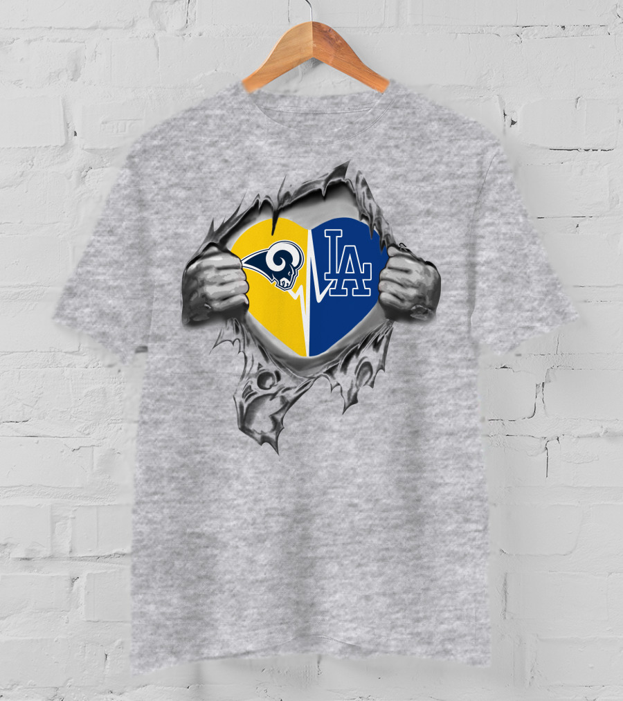 Dodgers Rams Heart Torn Open T-Shirt