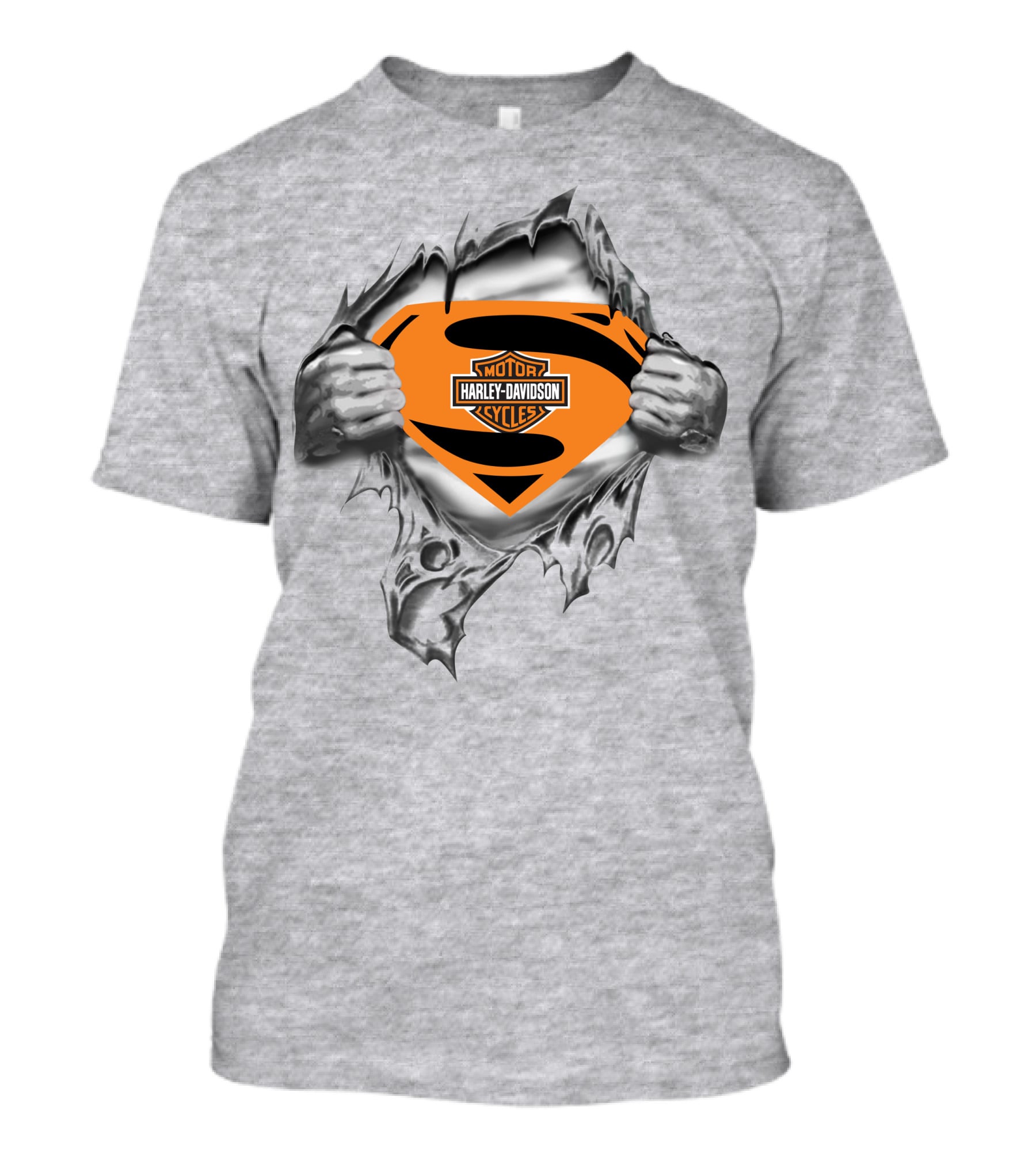 Superman Harley Davidson Logo Ripped Chest T-Shirt