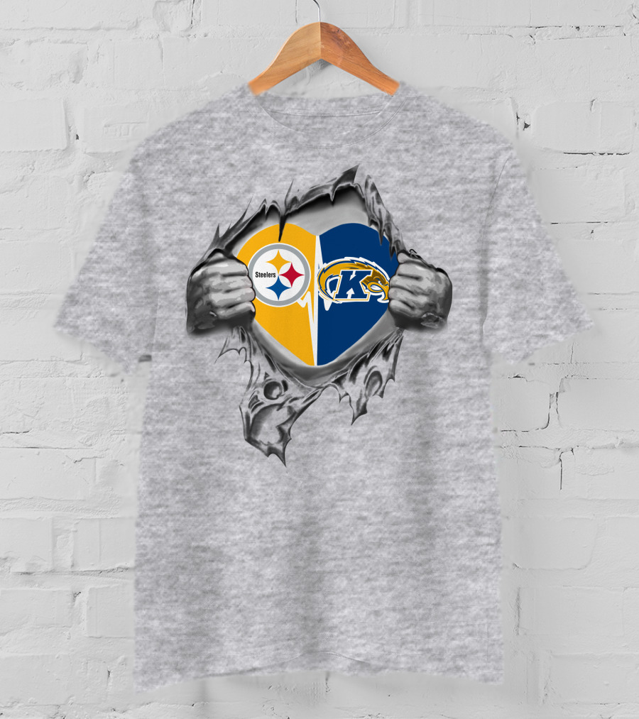 Steelers Kent State Golden Flashes Heart T-Shirt