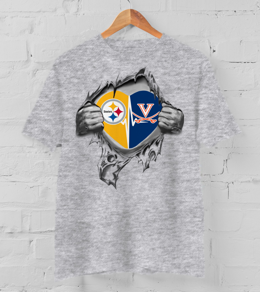 Steelers Virginia Cavaliers Heartburst Fusion T-Shirt