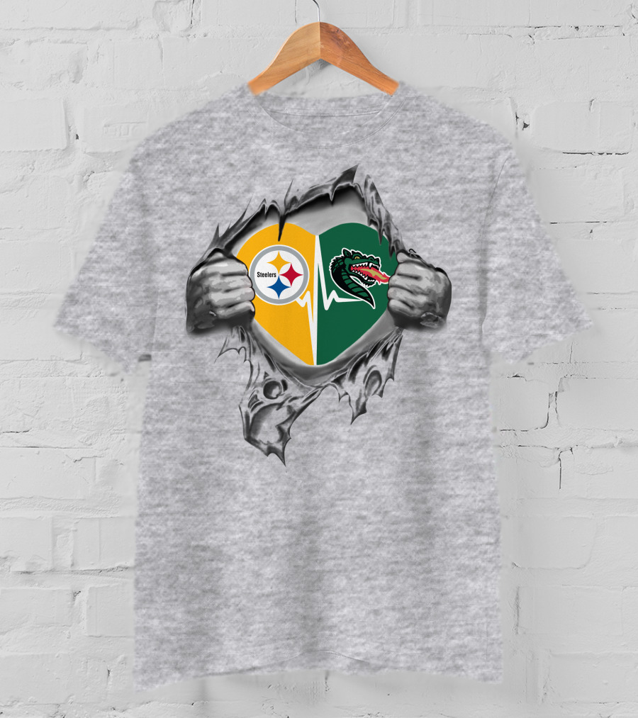 Steelers Uab Blazers Heartbeat Fan Passion T-Shirt