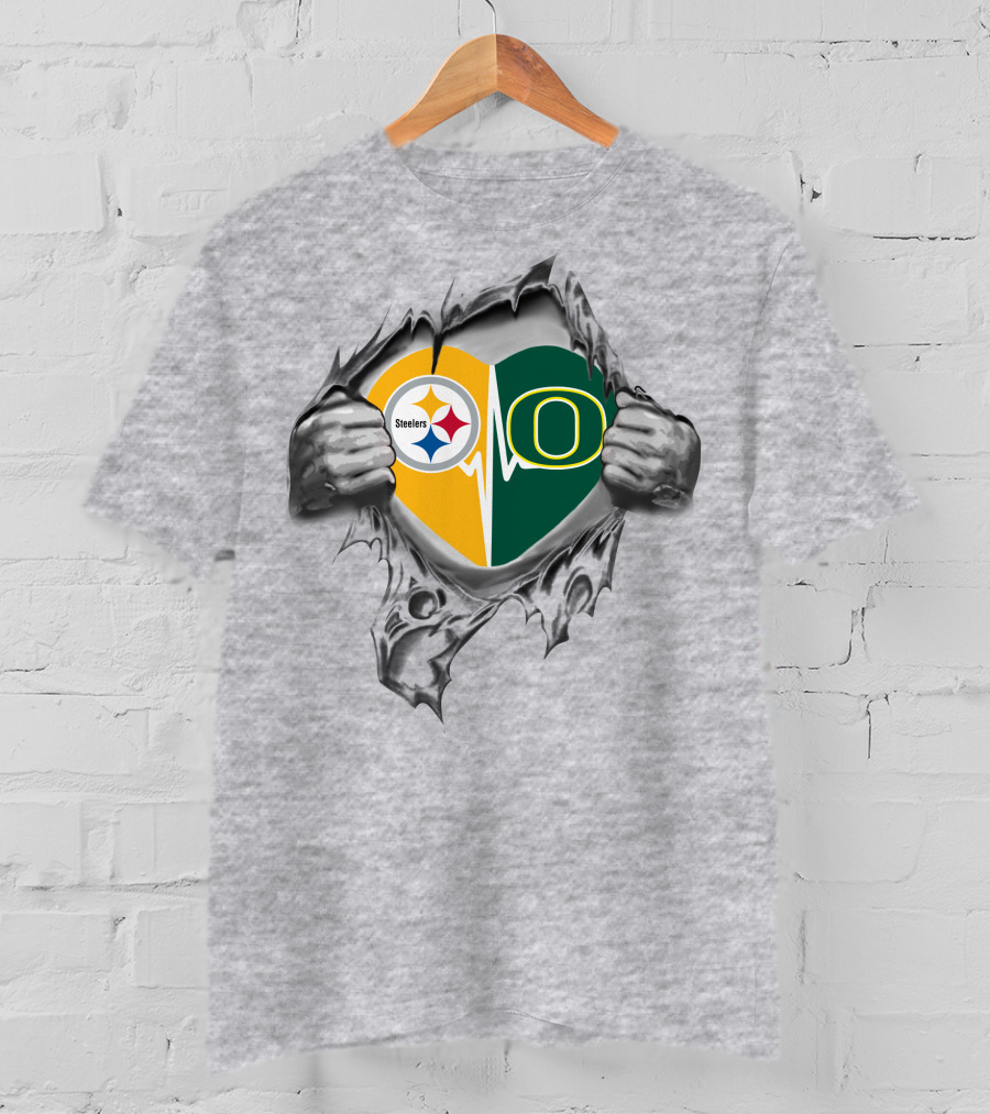 Steelers Logo Oregon Ducks Heartbeat Emotion Fan Passion T-Shirt