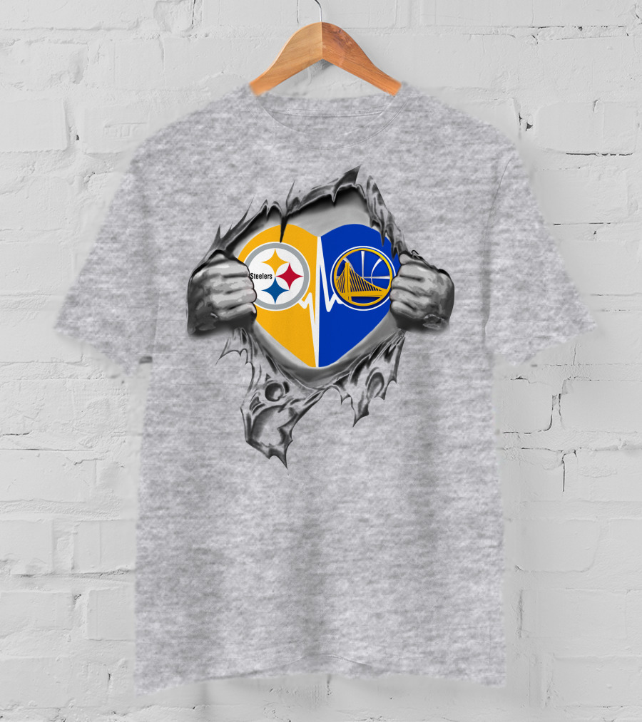 Steelers Golden State Warriors Heartbeat Passion In My Heart T-Shirt