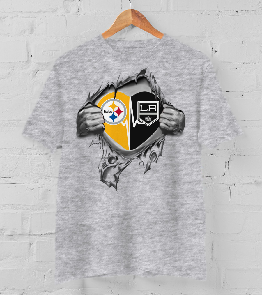 Steelers Los Angeles Kings Heartbeat Passion Fan Pride T-Shirt