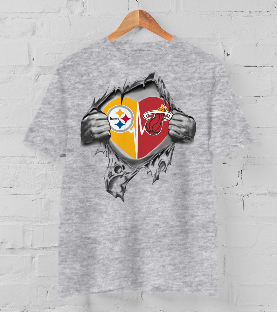 Steelers Miami Heat Heartbeat Passion T-Shirt