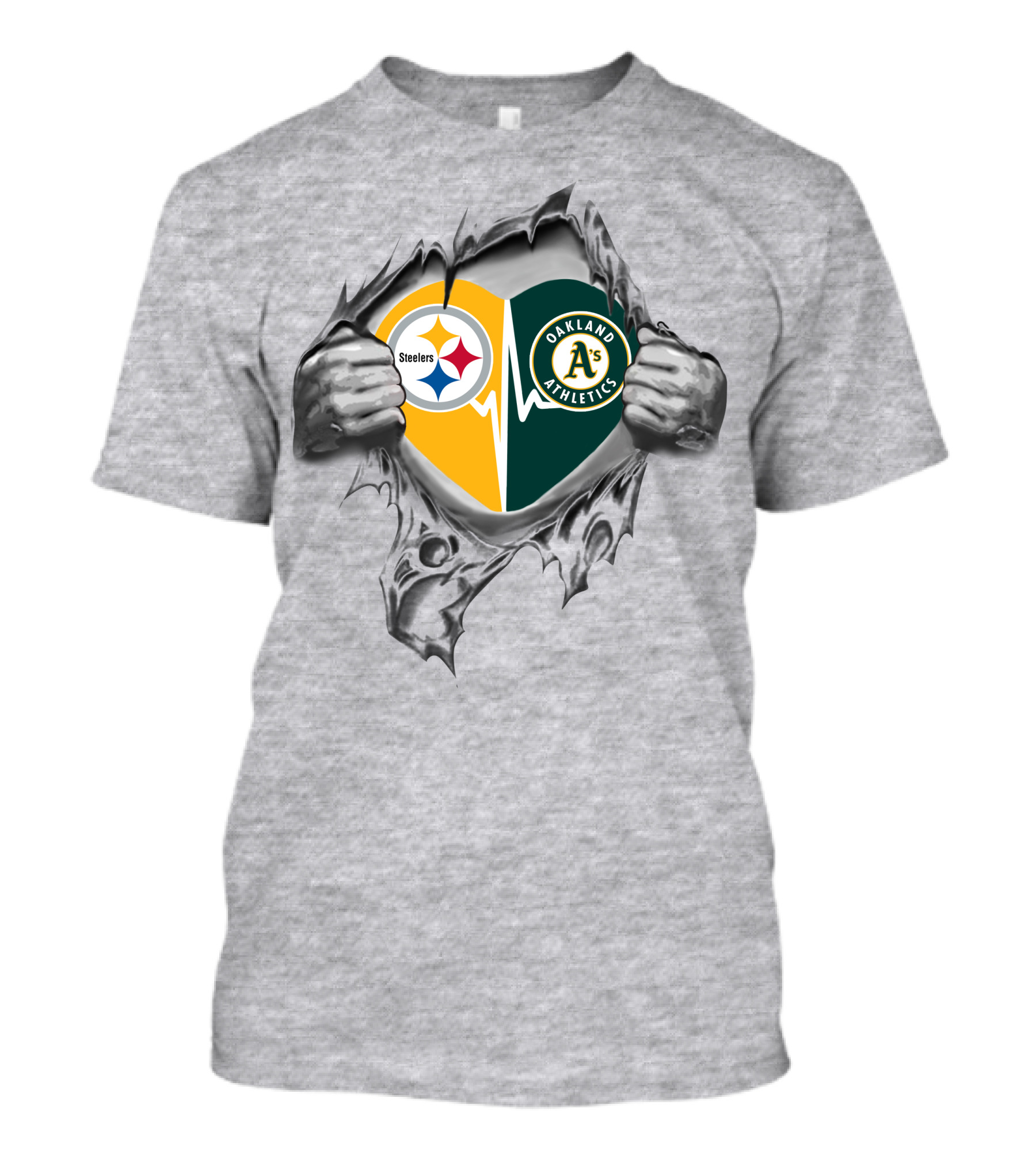 Steelers Oakland Athletics Heartbeat Tear T-Shirt