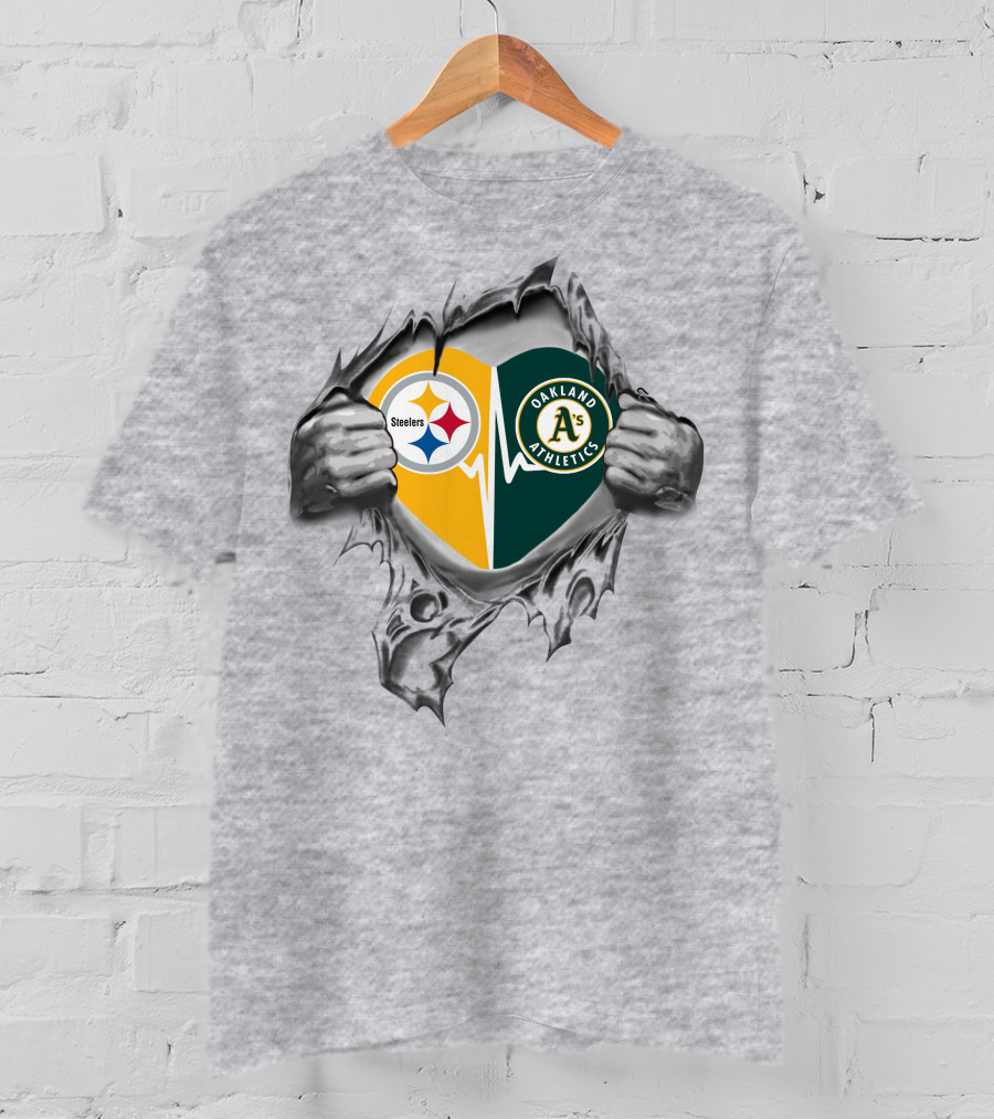 Steelers Oakland Athletics Heartbeat Tear T-Shirt
