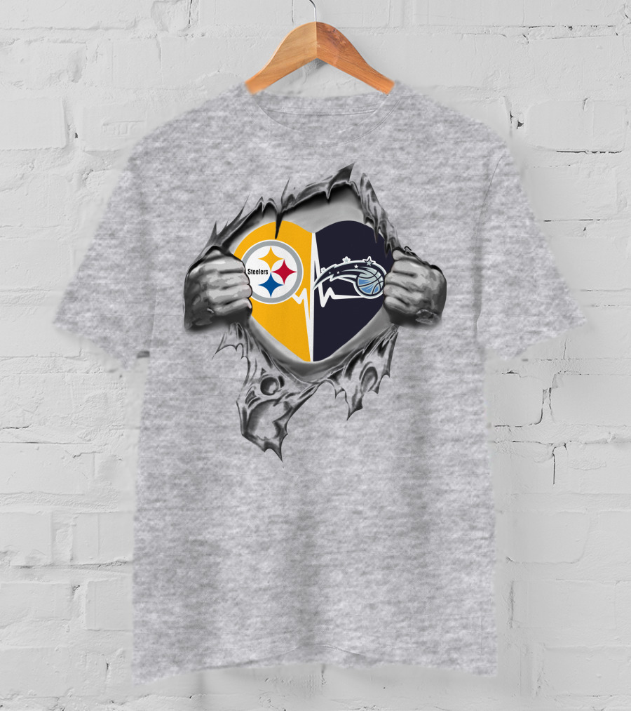 Steelers Orlando Magic Heart Logo Fusion T-Shirt
