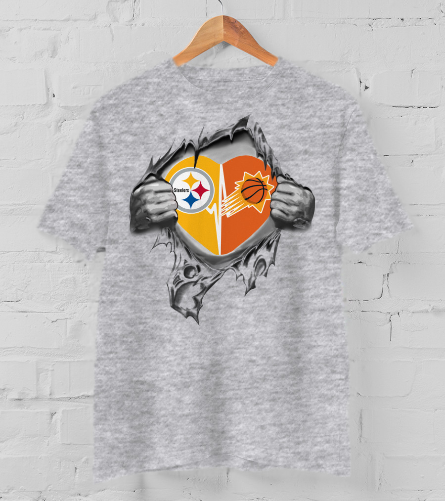 Steelers Phoenix Suns Heart Inside Rip T-Shirt