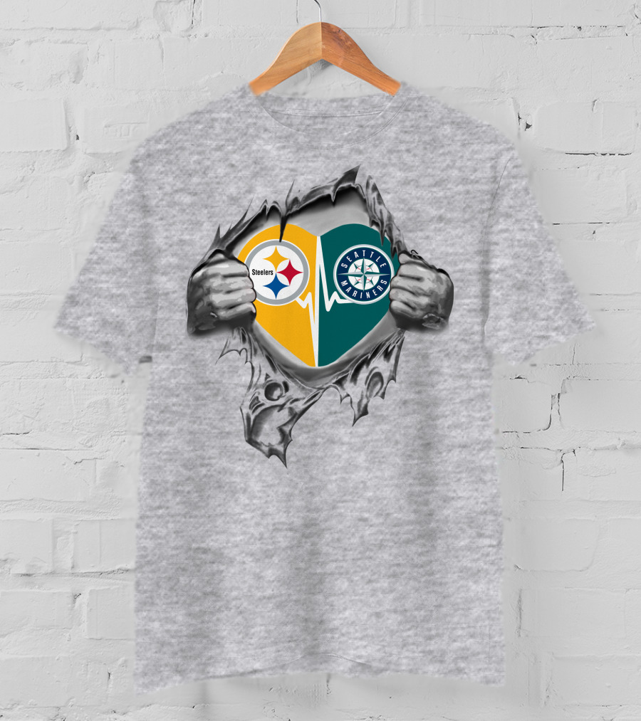 Steelers Seattle Mariners Heartbeat Loyalty Fusion T-Shirt