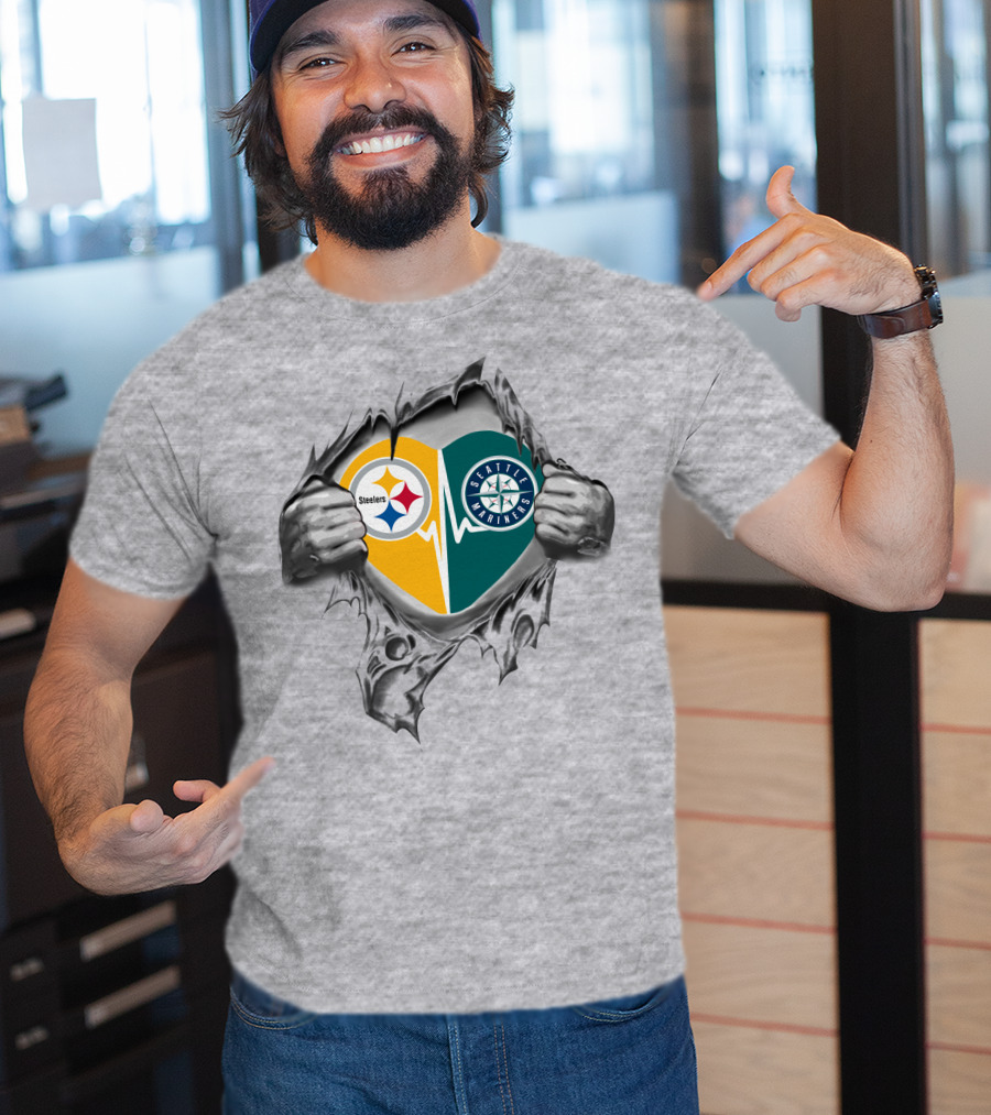 Steelers Seattle Mariners Heartbeat Loyalty Fusion T-Shirt