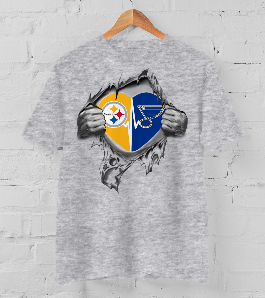 Steelers St Louis Blues Heart T-Shirt