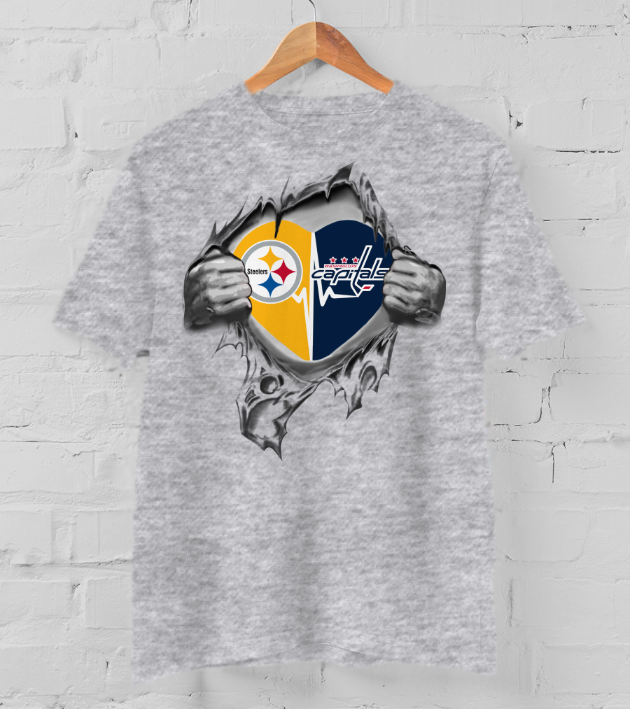 Steelers Capitals Heart Logo Fusion T-Shirt