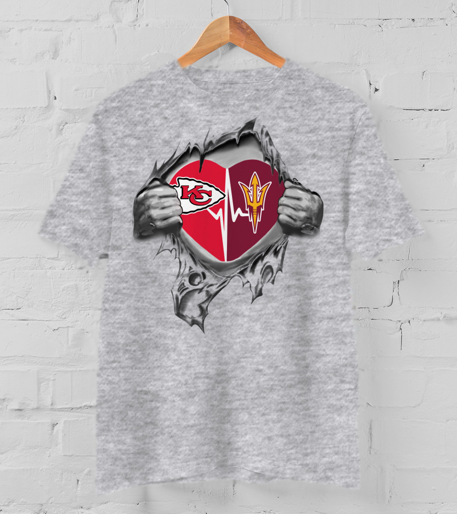 Chiefs Arizona State Sun Devils Heartbeat Passion T-Shirt
