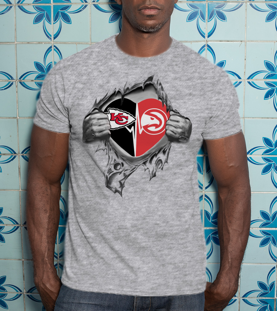 Chiefs Atlanta Hawks Heart Logo Combination T-Shirt