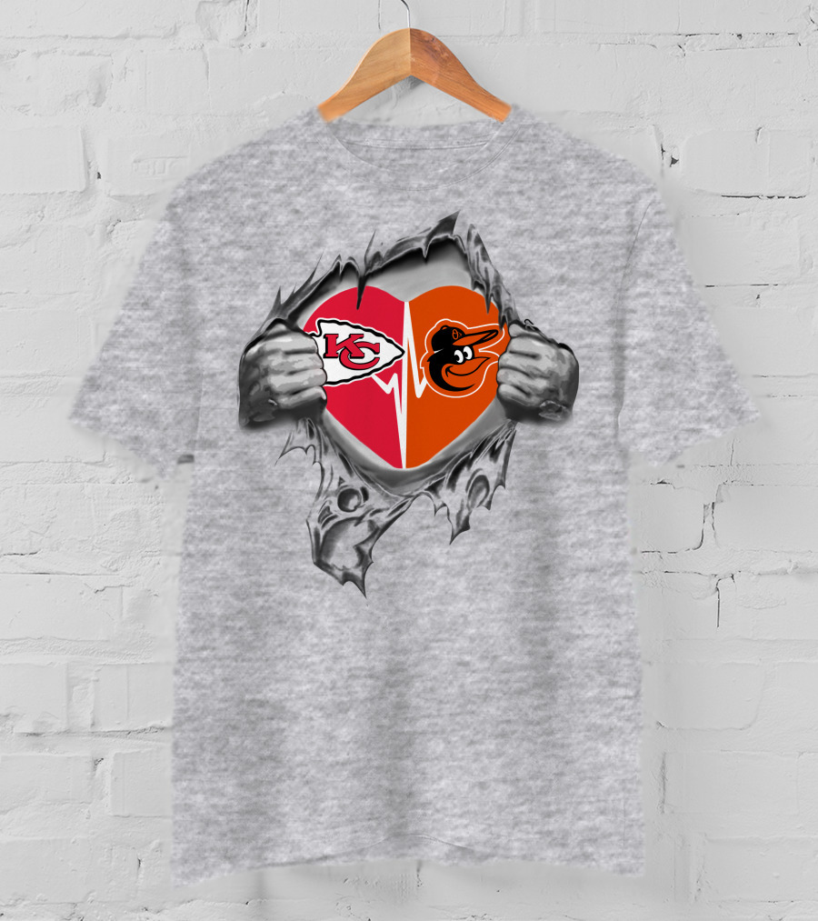 Chiefs Baltimore Orioles Heartbeat Passion T-Shirt