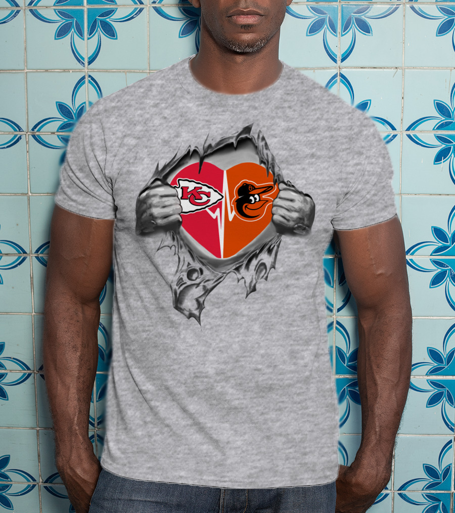Chiefs Baltimore Orioles Heartbeat Passion T-Shirt