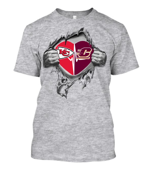 Chiefs Central Michigan Chippewas Heartbeat Unity T-Shirt