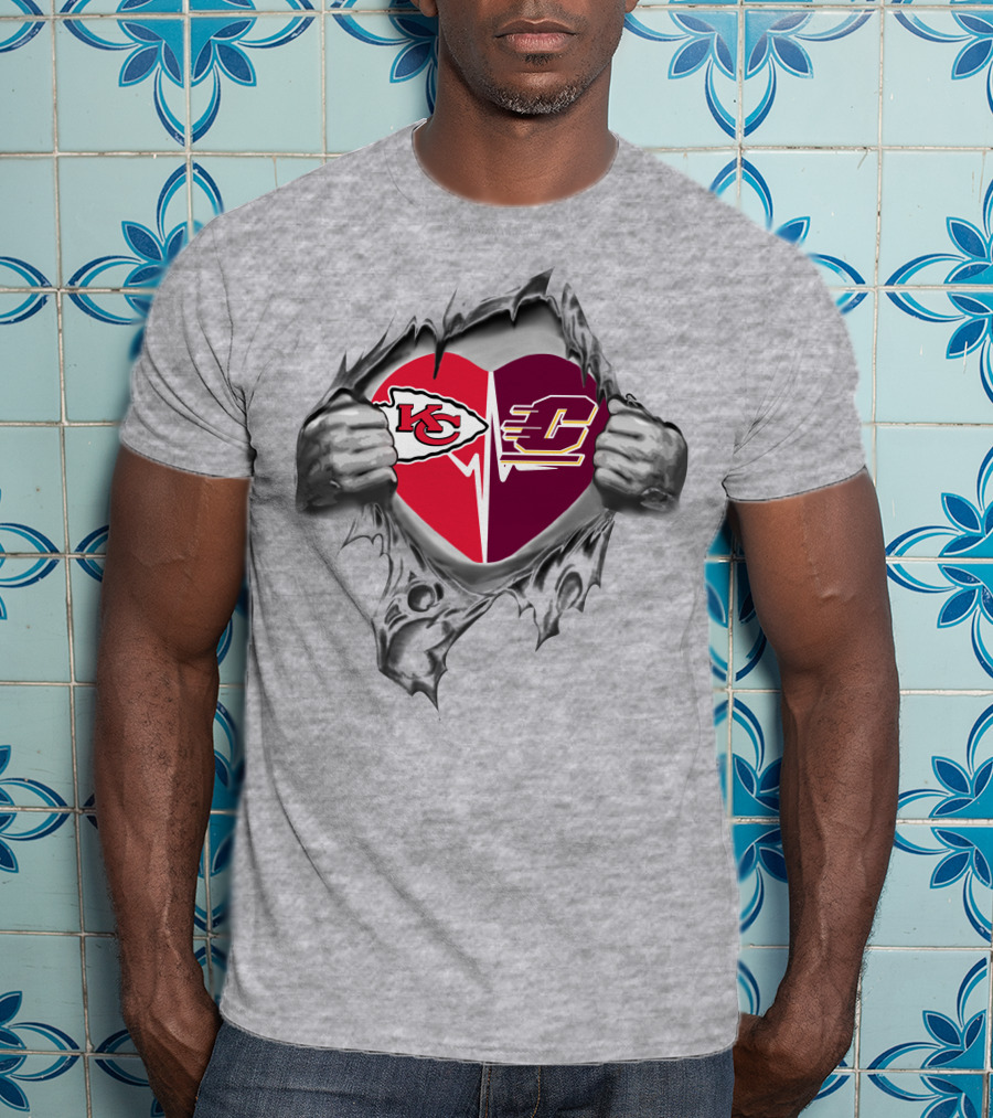 Chiefs Central Michigan Chippewas Heartbeat Unity T-Shirt