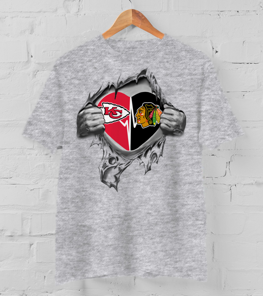Chiefs Chicago Blackhawks Heart T-Shirt