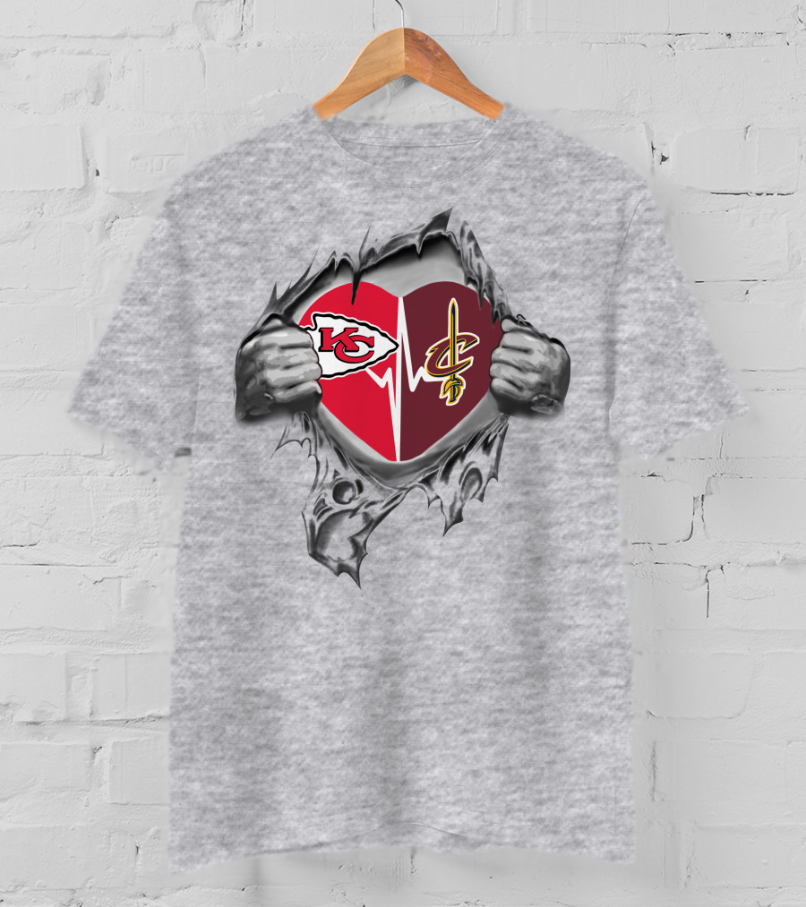 Chiefs Cleveland Cavaliers Heartbeat Fan Pride T-Shirt