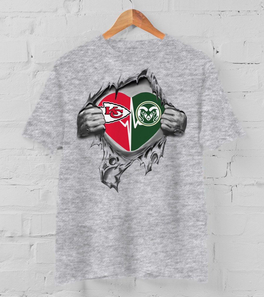 Chiefs Colorado State Rams Heart T-Shirt