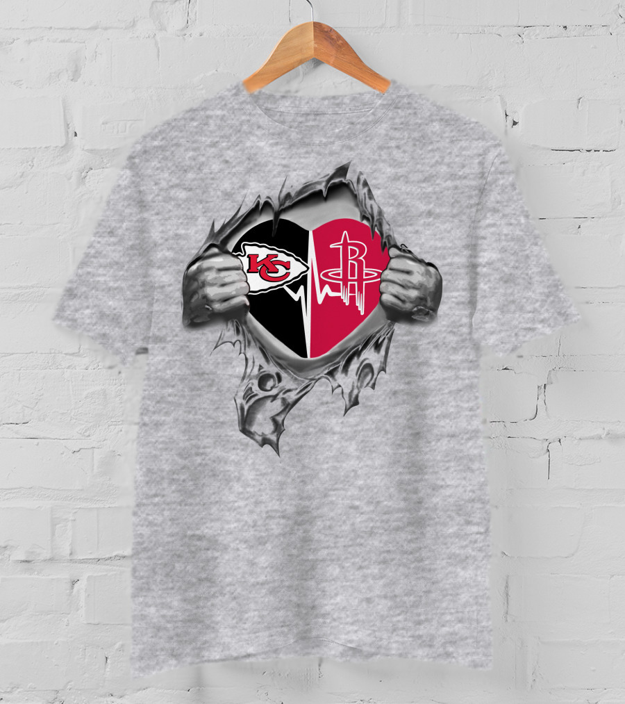 Chiefs Houston Rockets Heartbeat Dual Loyalty T-Shirt